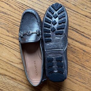 Coach Silver Leather Loafers for women